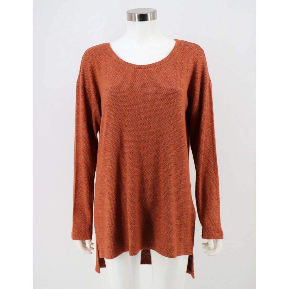 Bobeau NWT Side Slit Tunic Top Rust Orange Stretch Knit Pullover Size Small